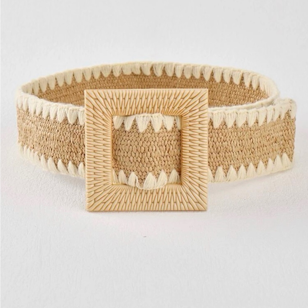 Square buckle straw belt